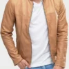 Tan Brown Leather Jacket Mens